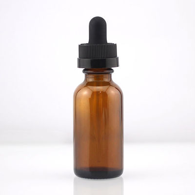 OEM Amber Boston Round Glass Bottles 30ml Amber Dropper Bottles