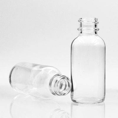 Clear Body 30ml Boston Round Glass Bottles Customizied Surface Handling