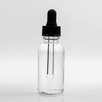 Clear Body 30ml Boston Round Glass Bottles Customizied Surface Handling