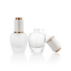 Newest Design 30ml Round Frosted Glass Face Serum Bottle With Luxury Aluminum Lid Cherry Shape Skincare Serum Bottle OEM