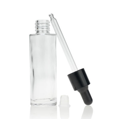 Clear Glass 30ml Serum Dropper Bottles Matte Black Cap Cosmetic Packaging Bottle