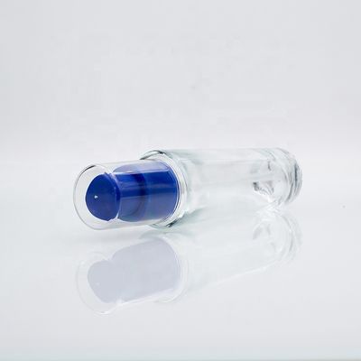 Empty 33ml Liquid Foundation Bottles Cosmetic Glass Bottle Bule Pump Cap