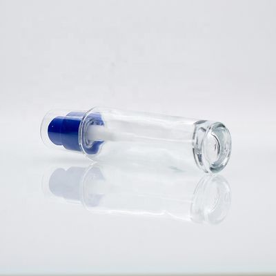 Empty 33ml Liquid Foundation Bottles Cosmetic Glass Bottle Bule Pump Cap