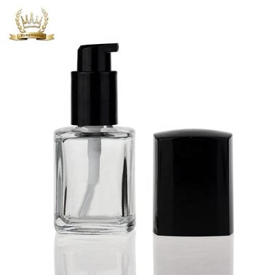 Square Oil Cosmetic Glass Bottle Lotion Pump Liquid Foundation Bottle