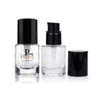 15ml Round Clear Empty Glass Foundation Bottle With Black Plastic Cap