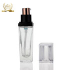 Fancy Transparent 35ml Cosmetic Empty Square Glass Foundation Powder Bottle