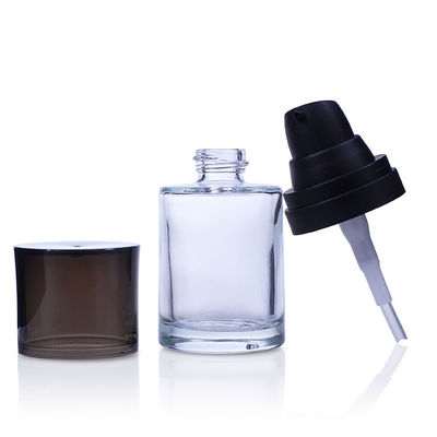 30ml Luxury Clear Square Cosmetic Foundation Glass Bottle With Pump Spray F012