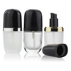 Cosmetic Packaging 30ml Square Foundation Glass Bottle With Black Pump Skin Care F123