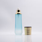 Painting Blue Empty 100ml Frosted Glass Bottle With Screw Cap Pump For Lotion