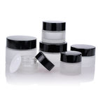 Round 10g 20g 30g Cream Glass Jars Frosted With Black Plastic Cap