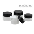 Round 10g 20g 30g Cream Glass Jars Frosted With Black Plastic Cap