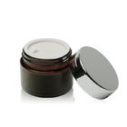 30g 1oz Round Amber Glass Cream Jars Cosmetic Containers With Screw Cap