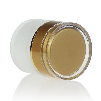 High White 50g Frosted Glass Cream Jar With Luxury Acrylic Gold Lid