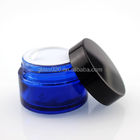 Empty Blue 30g Cream Glass Jars Luxury For Cosmetic With Lid