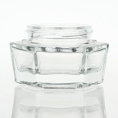 Transparent 50g Cream Glass Jars Square With Acrylic Cap And Cover