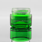 Empty Green Cream Glass Jars 5g-100g With Silver Lid For Cosmetic