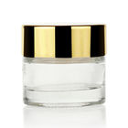 Luxury OEM 10g Clear Glass Cosmetic Jars Gold Cover Clear For Cream