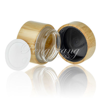 50g Face Cream Recycled Cosmetic Glass Jar With Bamboo Cap