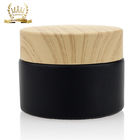 50g Cosmetic Packaging Set Bamboo Screw Cap Black Matte Glass Jars