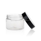 Clear 150ml 5oz Plastic Packaging Jars Round Shape With White Black Lid