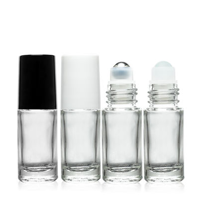 Empty 5g Glass Roll On Bottles 5ml Essential Oil Roller Bottles With Plastic Cap