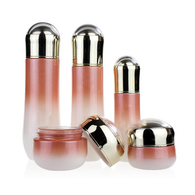 Gradient Whiet Pink Lotion Glass Bottles Pump 100ml 3.4 Oz Glass Bottle