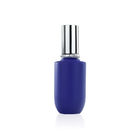 Blue 100ml ODM Glass Serum Pump Bottles With Silver Pump And Cover