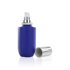 Blue 100ml ODM Glass Serum Pump Bottles With Silver Pump And Cover