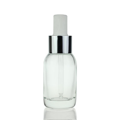 Empty Clear Serum Dropper Bottles Round 50ml Frosted Glass Serum Bottle