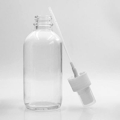 Liquid 120ml Clear Boston Glass Bottles With Pump Spray