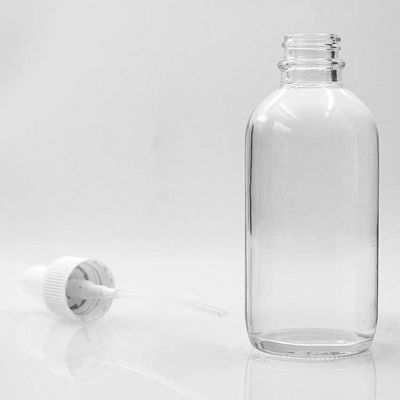 Liquid 120ml Clear Boston Glass Bottles With Pump Spray