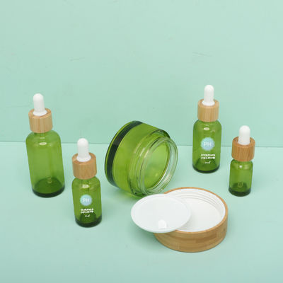 Green Bamboo Essential Oil Dropper Bottle aluminum and plastic Collar