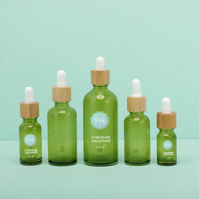 Green Bamboo Essential Oil Dropper Bottle aluminum and plastic Collar