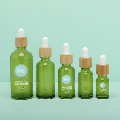 Green Bamboo Essential Oil Dropper Bottle aluminum and plastic Collar