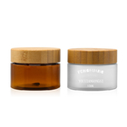 Eco - Friendly Wide Mouth Cream Plastic Jar 150ml Clear Amber With Bamboo Cap