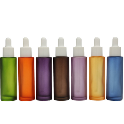 Color Frosted 50ml Empty Serum Dropper Glass Bottle Packaging For Oil