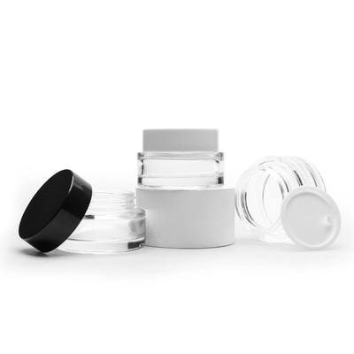 Black White Round Face Cream Jar Clear Glass Cream Jar Cosmetic Packaging 50g 30g
