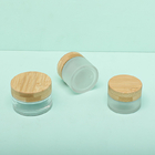 Face Cream Packaging Glass Cosmetic Cream Jar 30g With Screw Bamboo Cap