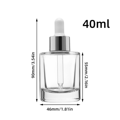 Face Cosmetic Packaging Clear Glass Serum Dropper Bottle With Bamboo Lid