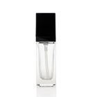 Clear Logo Print Foundation Glass Bottle Square Shaped 30ml With Lotion Pump