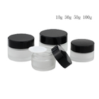 Round Cream Glass Jars Frosted 10g 20g 30g With Black Plastic Cap