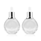 Skincare Glass Round Serum Dropper Bottles 1oz 2oz Clear Bottle 30ml