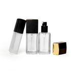 Square Shaped 30ml Empty Liquid Foundation Glass Bottle With Gold Top Pump