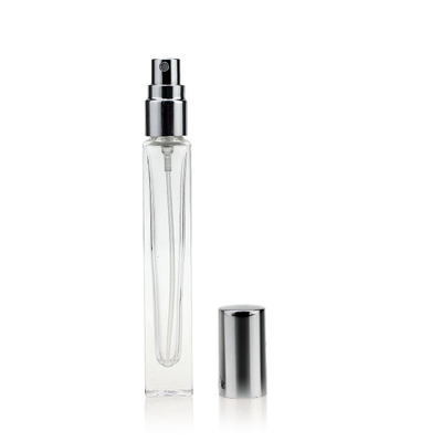 Cosmetic Perfume Spray Bottle Square Clear 5ml 10ml With Thick Bottom Silver Cap