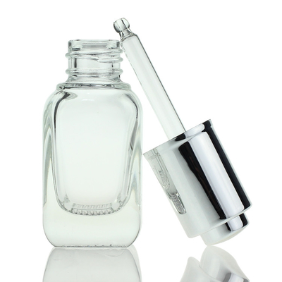 30ml Rectangle Square Clear Glass Serum Dropper Bottle Makeup Container S028B