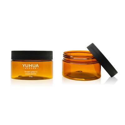 Wholesale Custom Logo Amber Plastic PET Packaging Cream Jars With Screw Cap