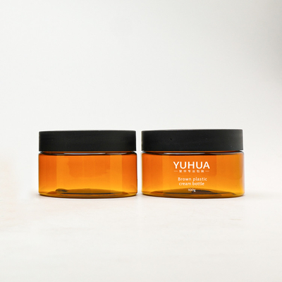 Wholesale Custom Logo Amber Plastic PET Packaging Cream Jars With Screw Cap