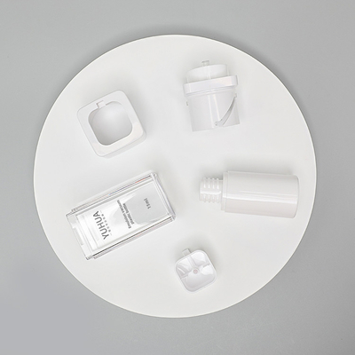 PET Plastic Round Double Wall Bottle Transparent 15ml 30ml 50ml With Pump