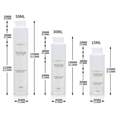 Round  Shape Bottle Double Wall Bottle Airless Wholesale PET Plastic Bottle 15ml 30ml 50ml Transparent
