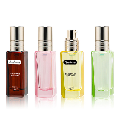 30ml Foundation Glass Bottle Colorful Golden Pump Painting Color Logo Design